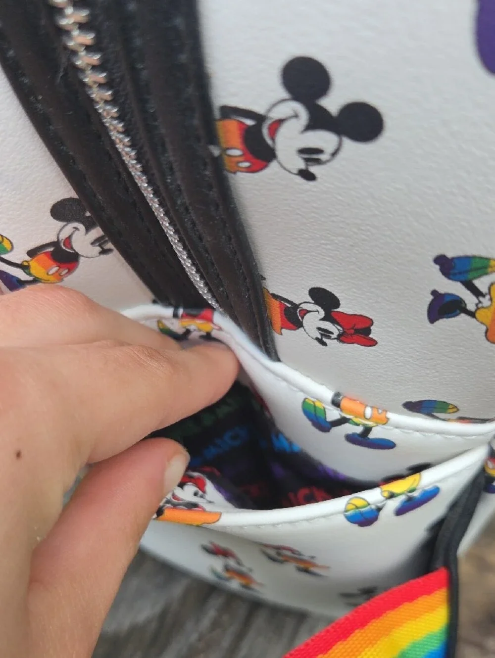 Loungefly White Rainbow Mickey & Minnie Kids Mini Backpack